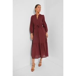 LOVE TOMAS BY EMERSON FRY Swiss Dots Burgundy Frances Dress 3 Size L NWT